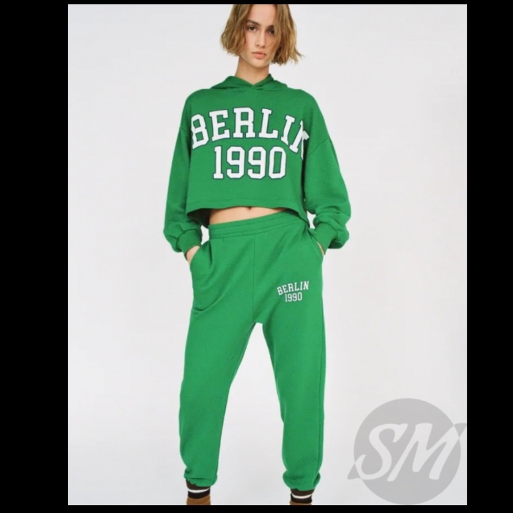 Nwt Zara varisity hooded crop sweatshirt